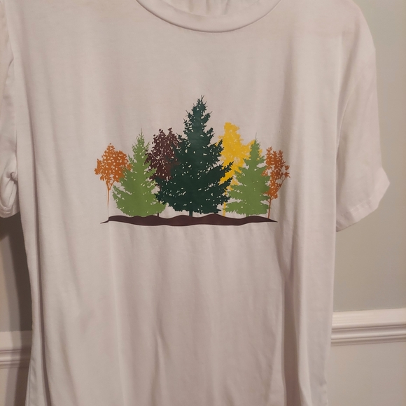 Tops - White T-Shirt with Colorful Tree Design
